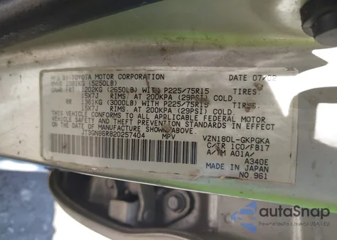 2002 Toyota 4Runner Sr5 V6 z USA, uszkodzony, nr VIN JT3GN86R820257404